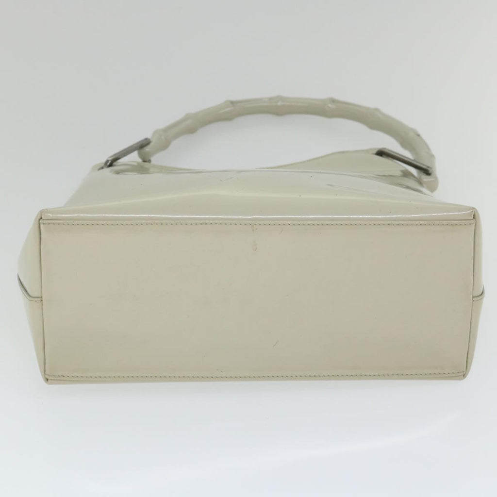 GUCCI Bamboo Shoulder Bag Patent leather Ivory 56566