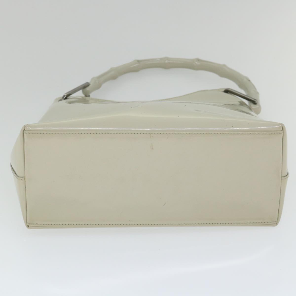 GUCCI Bamboo Shoulder Bag Patent leather Ivory 56566