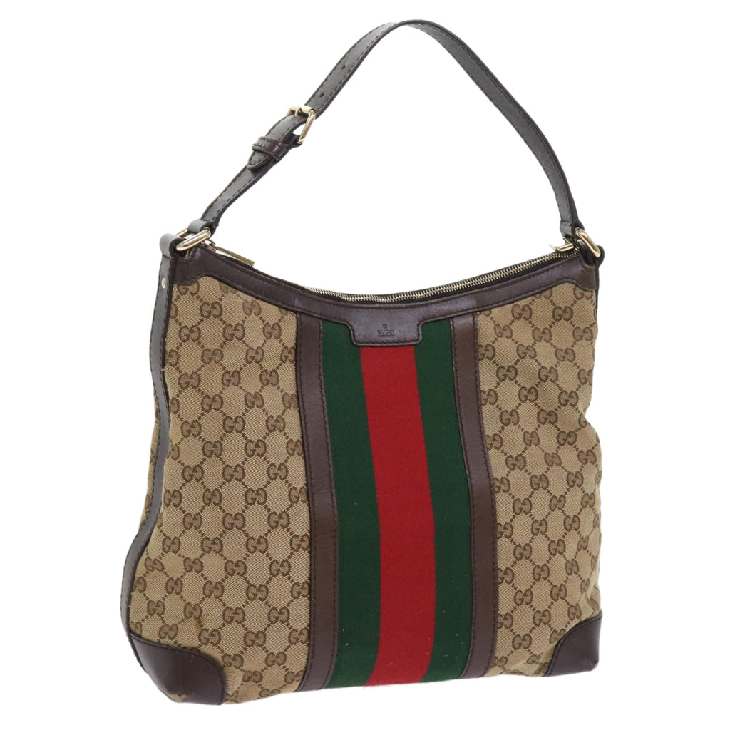 GUCCI GG Canvas Web Sherry Line Shoulder Bag Beige Green Red 257084 56567