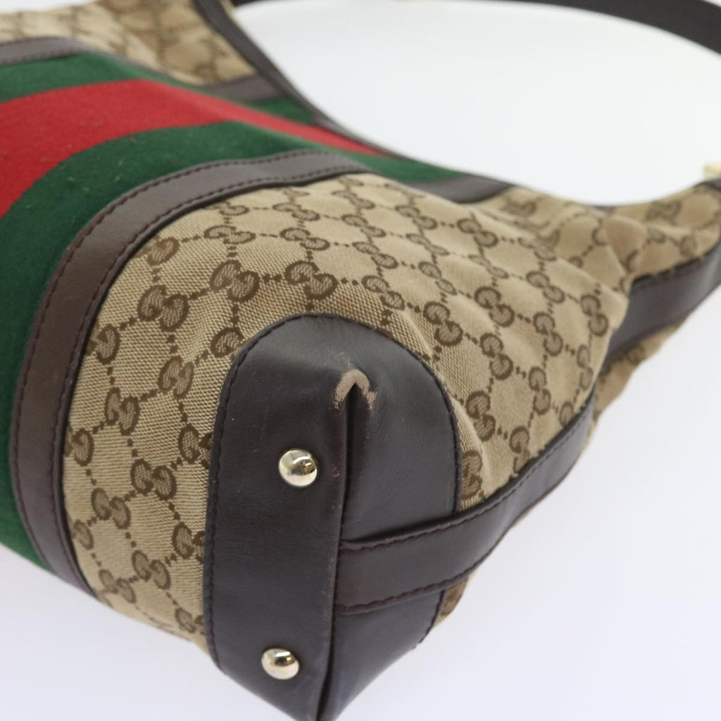 GUCCI GG Canvas Web Sherry Line Shoulder Bag Beige Green Red 257084 56567