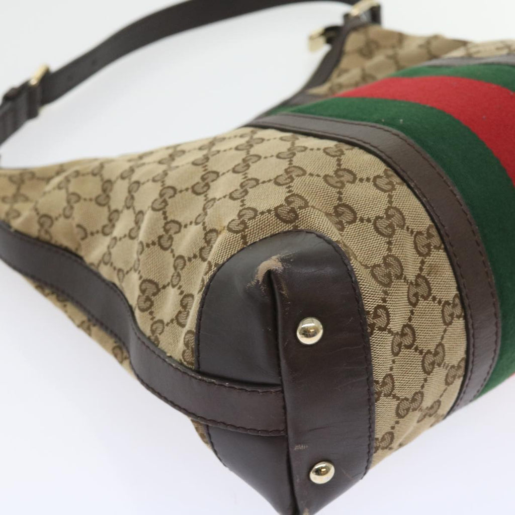 GUCCI GG Canvas Web Sherry Line Shoulder Bag Beige Green Red 257084 56567
