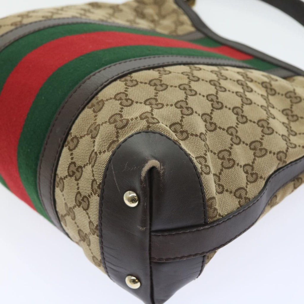 GUCCI GG Canvas Web Sherry Line Shoulder Bag Beige Green Red 257084 56567