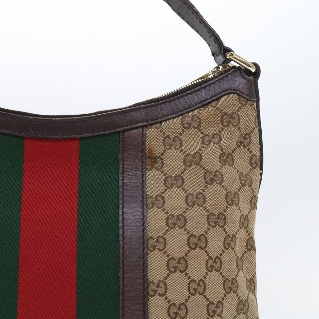 GUCCI GG Canvas Web Sherry Line Shoulder Bag Beige Green Red 257084 56567