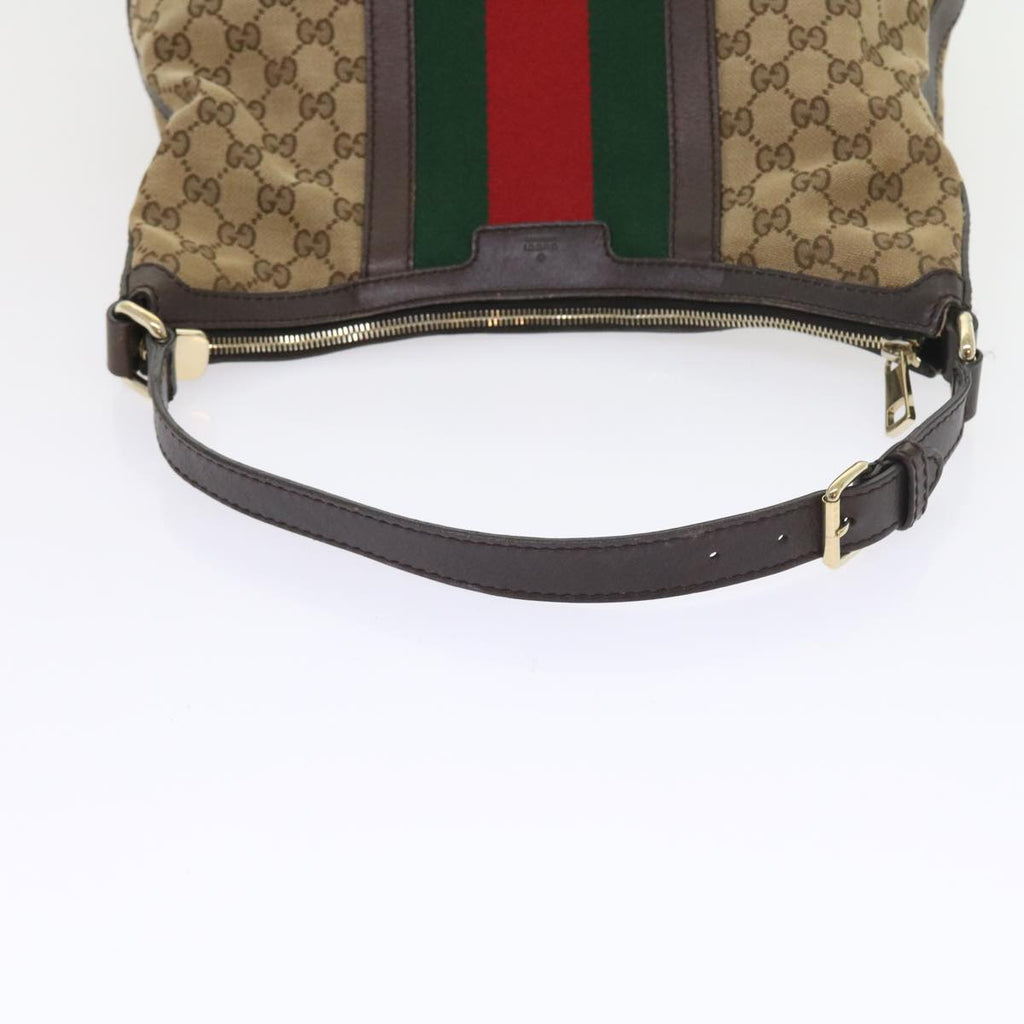 GUCCI GG Canvas Web Sherry Line Shoulder Bag Beige Green Red 257084 56567