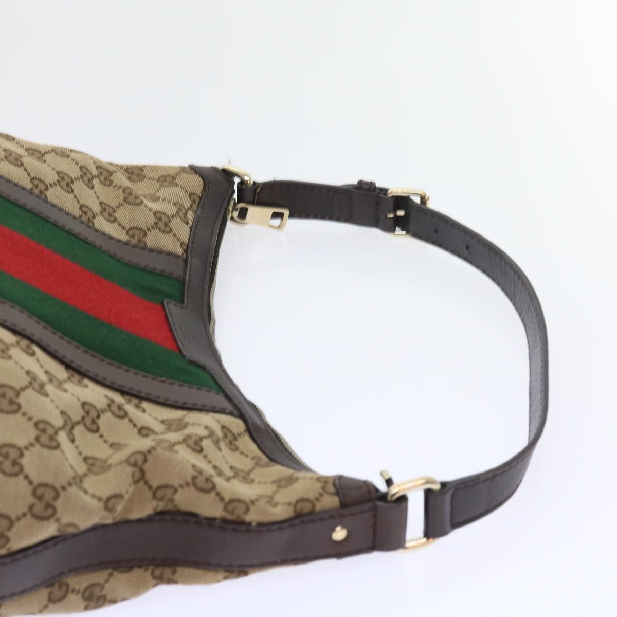GUCCI GG Canvas Web Sherry Line Shoulder Bag Beige Green Red 257084 56567