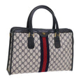 GUCCI GG Supreme Sherry Line Hand Bag Red Navy Gray 010 378 56592