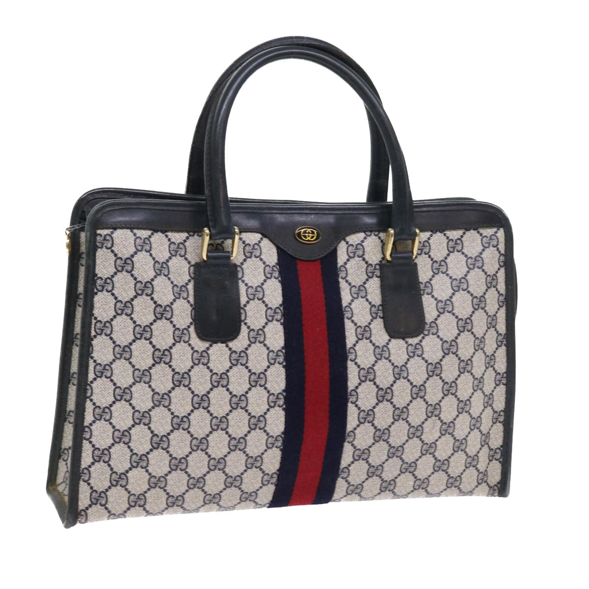 GUCCI GG Supreme Sherry Line Hand Bag Red Navy Gray 010 378 56592