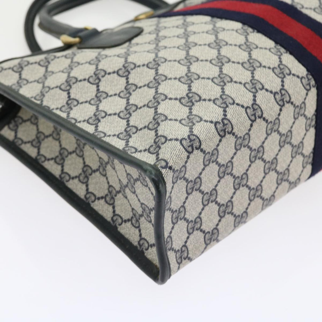 GUCCI GG Supreme Sherry Line Hand Bag Red Navy Gray 010 378 56592