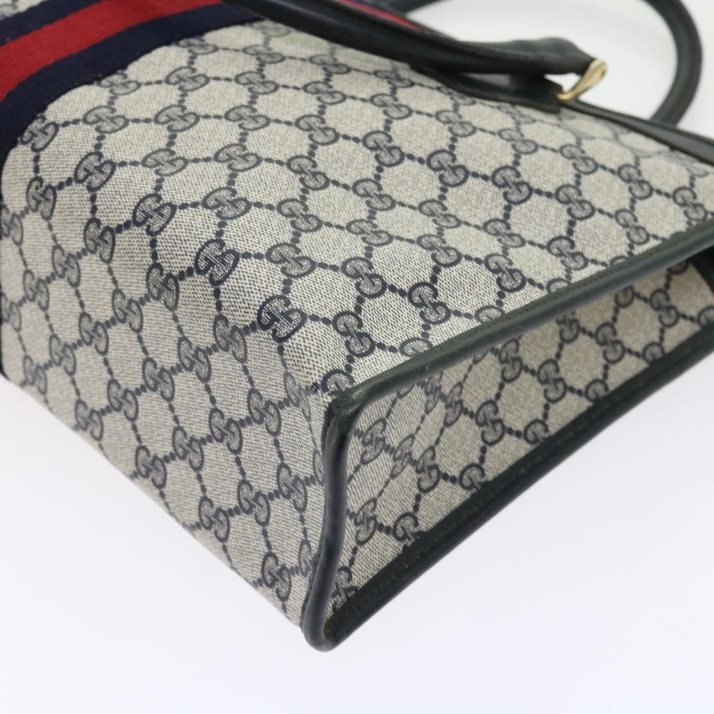 GUCCI GG Supreme Sherry Line Hand Bag Red Navy Gray 010 378 56592