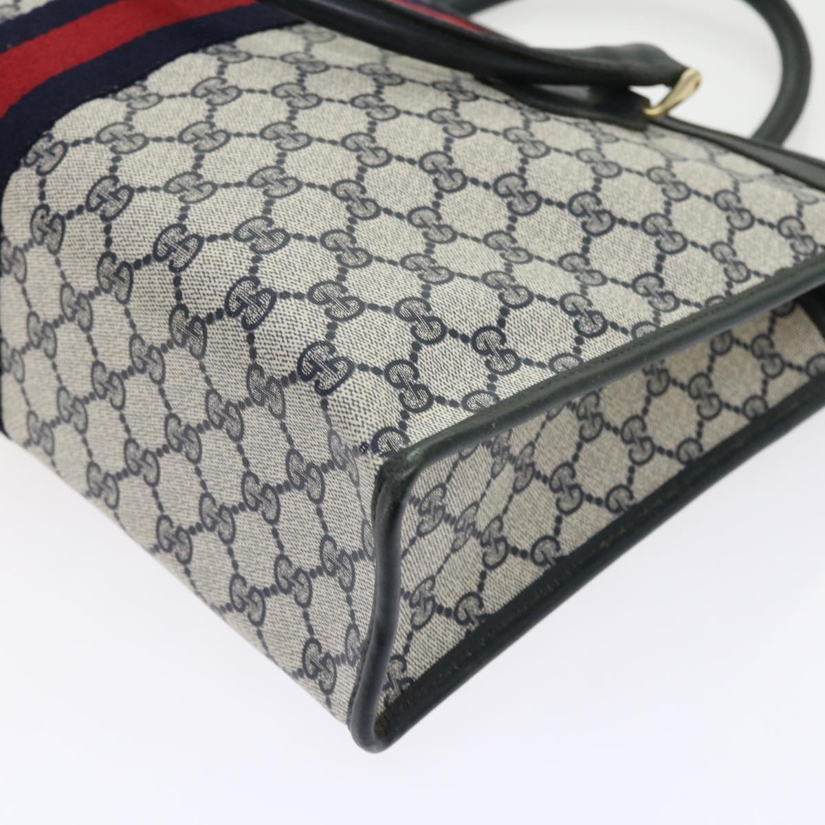 GUCCI GG Supreme Sherry Line Hand Bag Red Navy Gray 010 378 56592