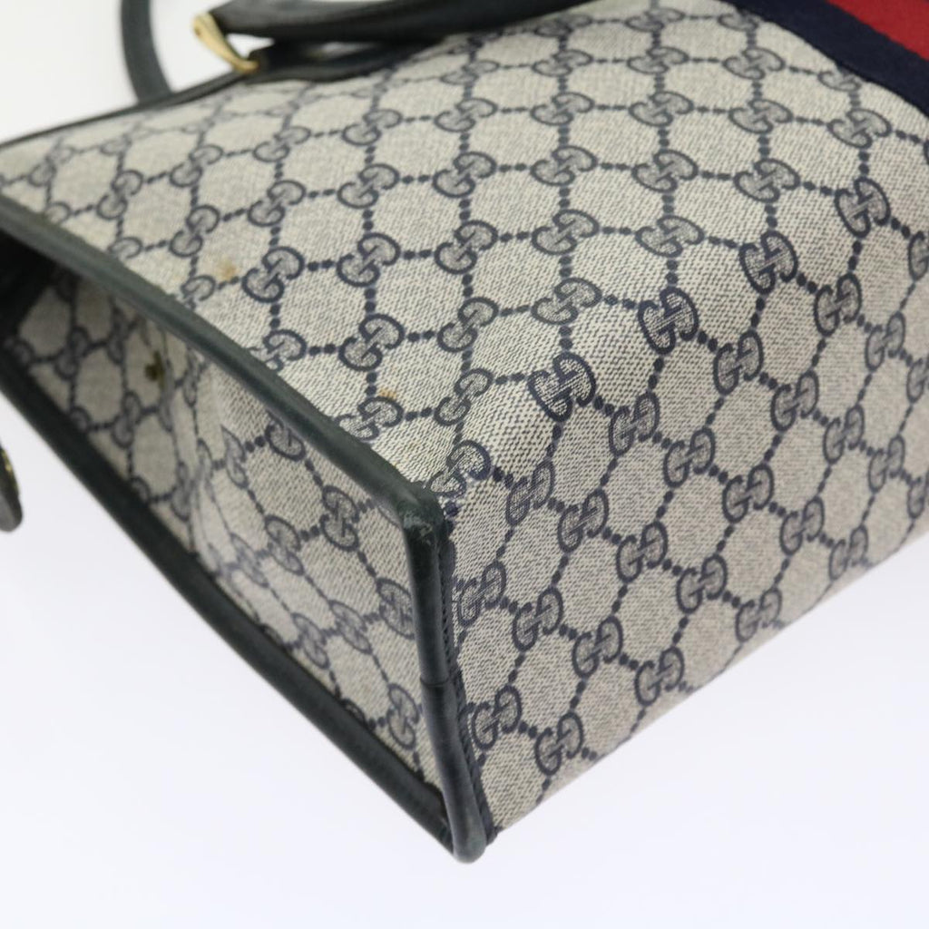 GUCCI GG Supreme Sherry Line Hand Bag Red Navy Gray 010 378 56592