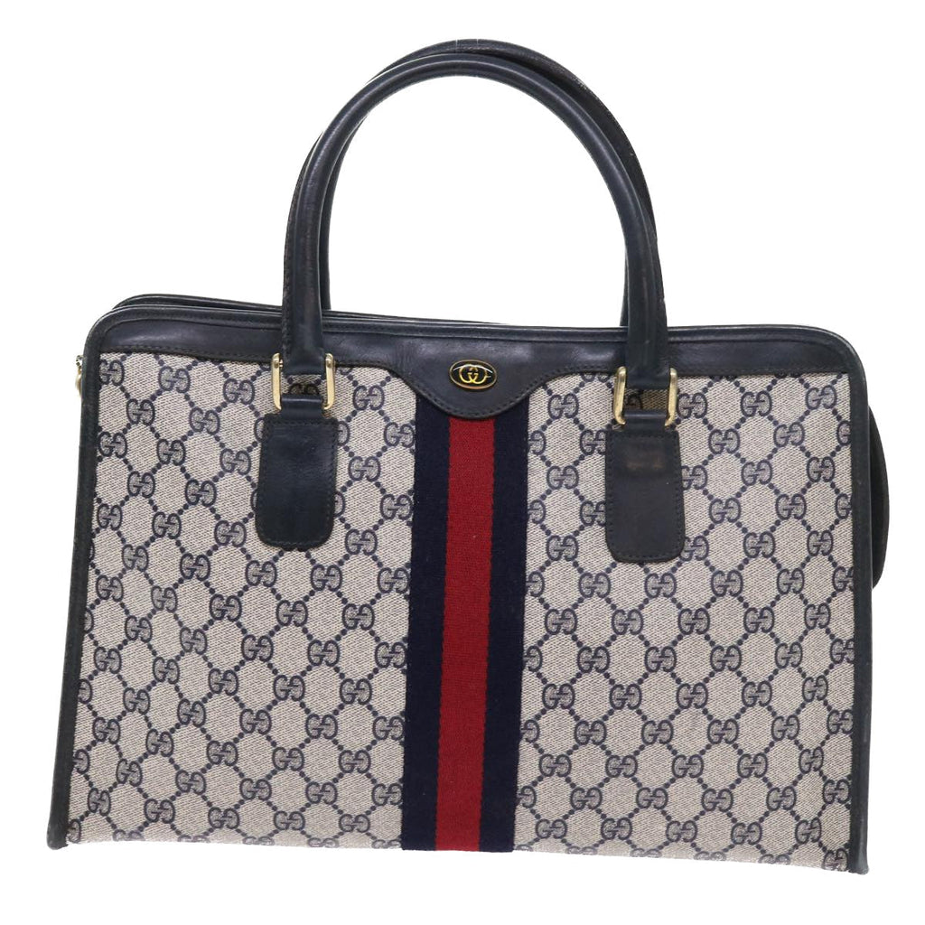 GUCCI GG Supreme Sherry Line Hand Bag Red Navy Gray 010 378 56592