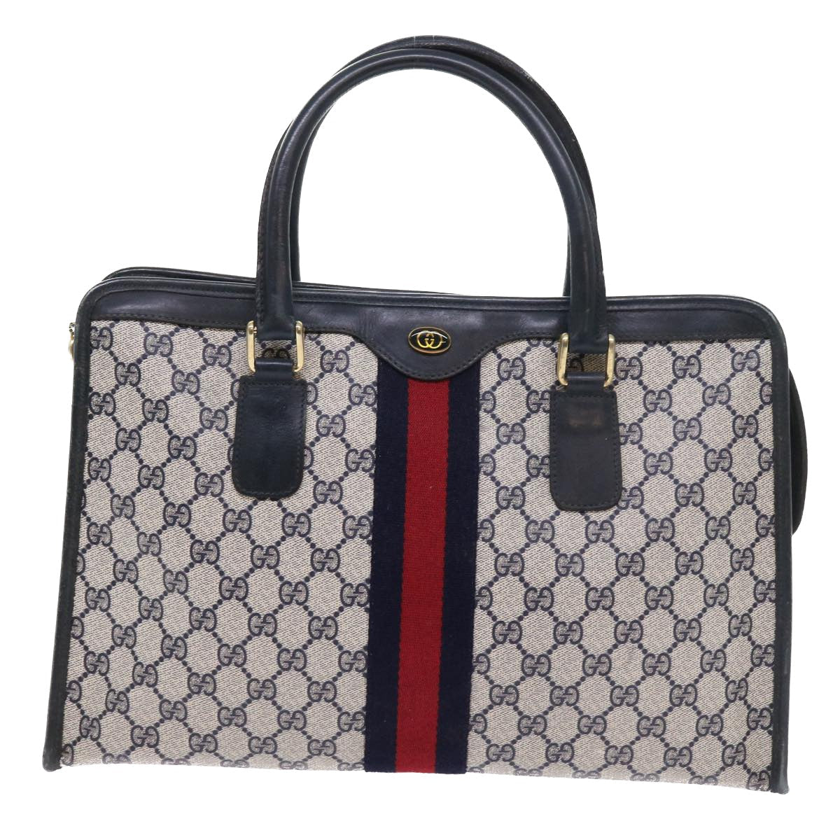 GUCCI GG Supreme Sherry Line Hand Bag Red Navy Gray 010 378 56592