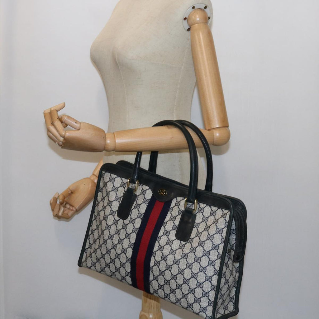 GUCCI GG Supreme Sherry Line Hand Bag Red Navy Gray 010 378 56592