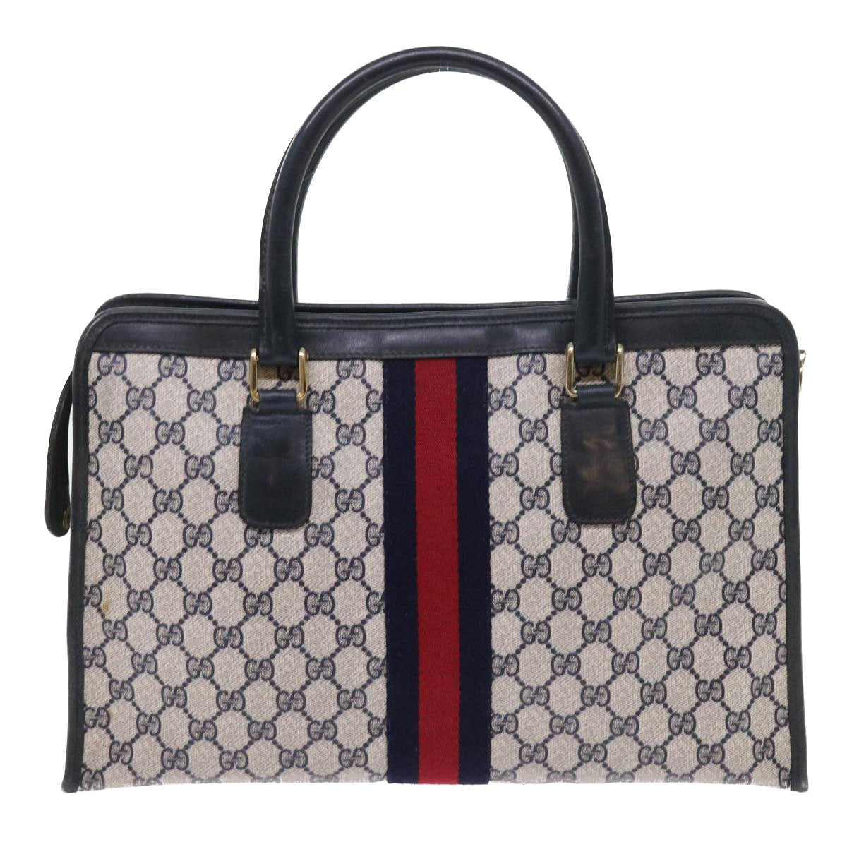 GUCCI GG Supreme Sherry Line Hand Bag Red Navy Gray 010 378 56592