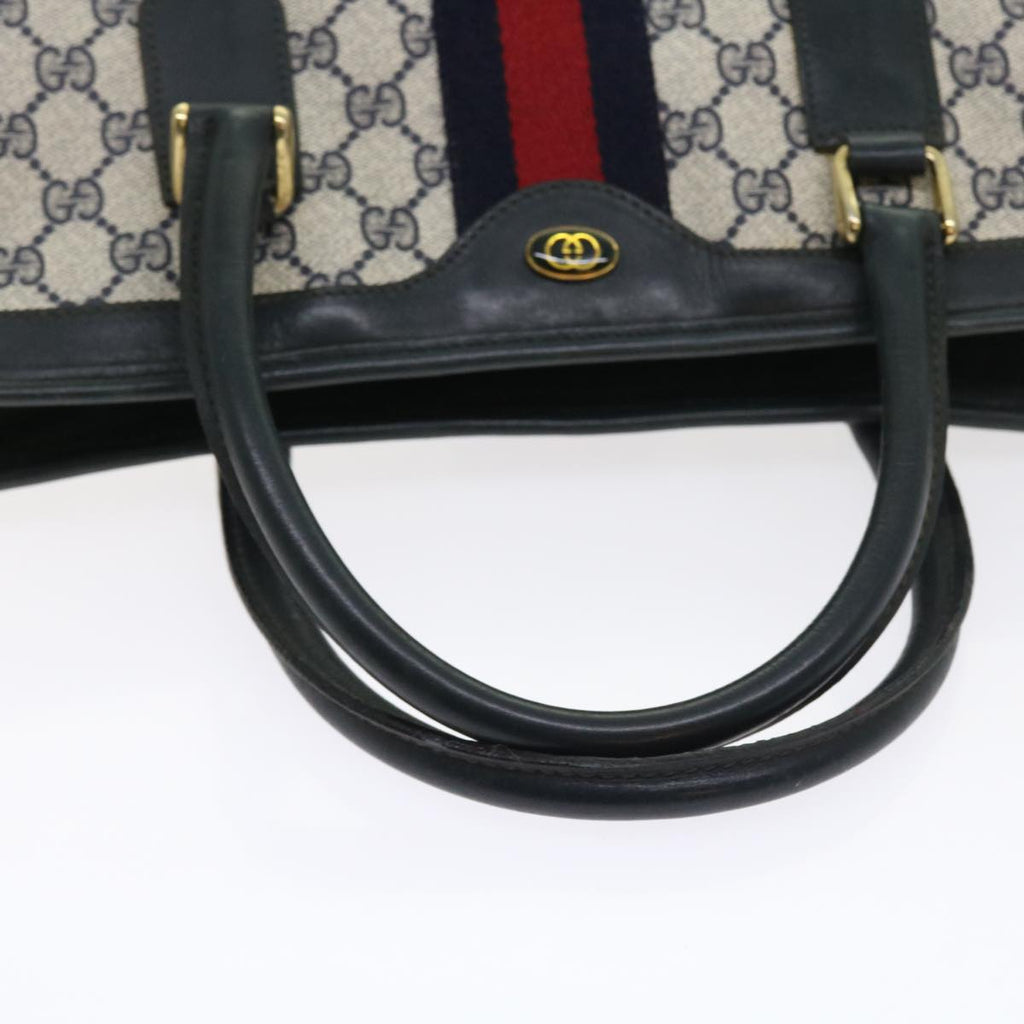 GUCCI GG Supreme Sherry Line Hand Bag Red Navy Gray 010 378 56592