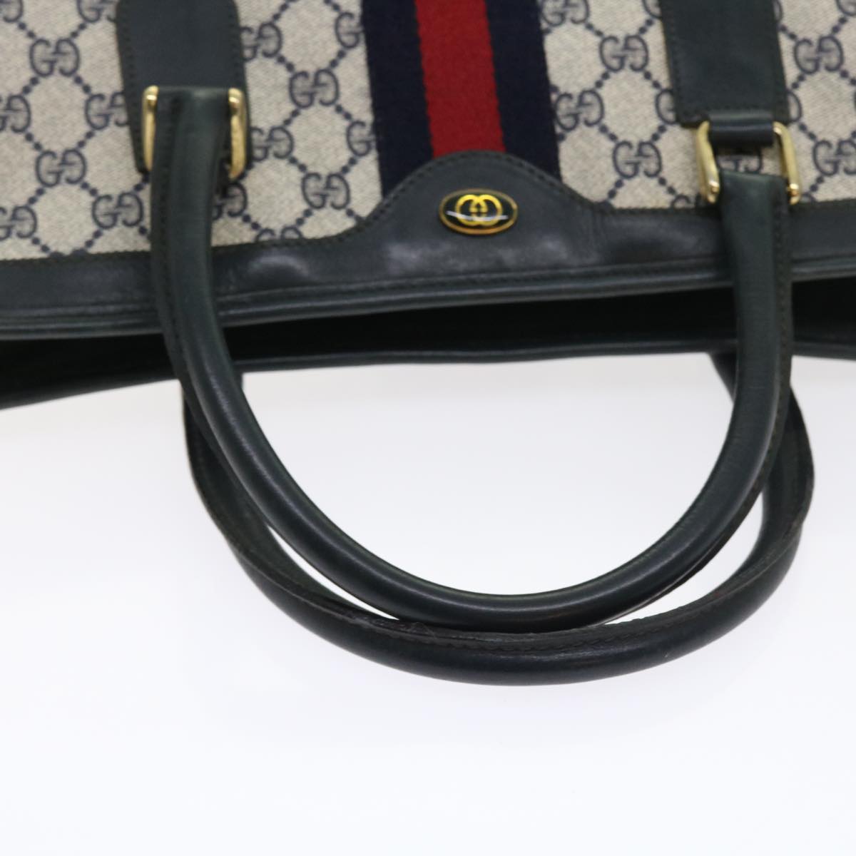 GUCCI GG Supreme Sherry Line Hand Bag Red Navy Gray 010 378 56592