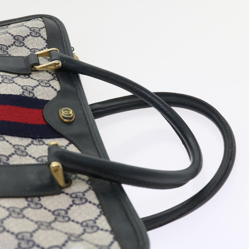 GUCCI GG Supreme Sherry Line Hand Bag Red Navy Gray 010 378 56592