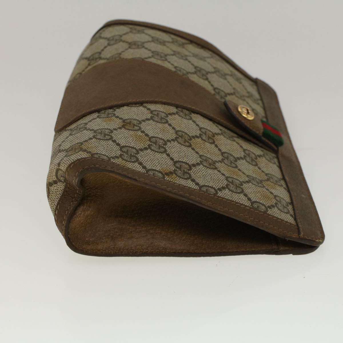 GUCCI GG Supreme Web Sherry Line Clutch Bag Beige Red Green 89 01 032 56612