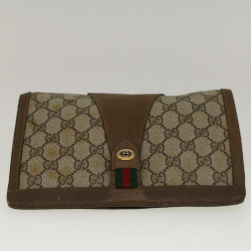 GUCCI GG Supreme Web Sherry Line Clutch Bag Beige Red Green 89 01 032 56612