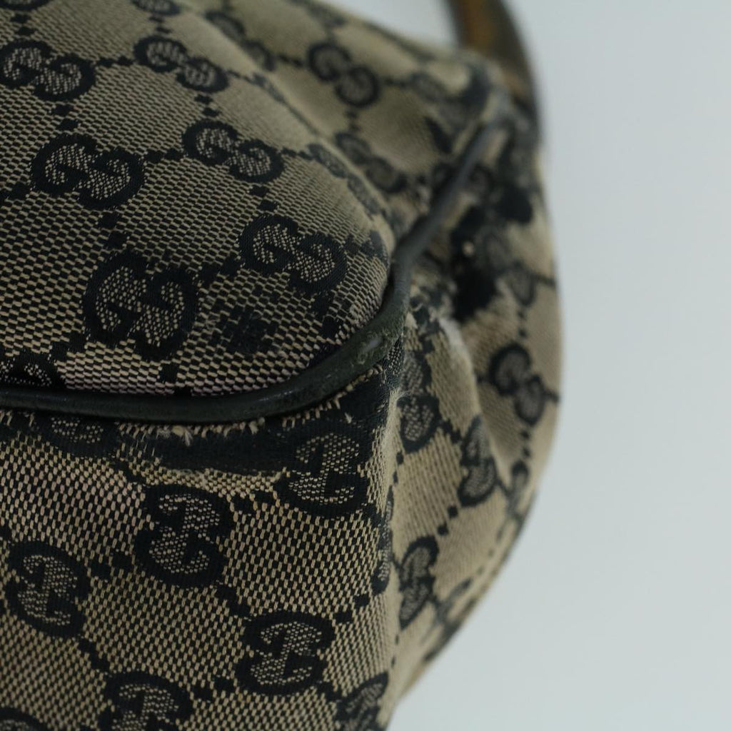 GUCCI GG Canvas Hand Bag Wood Beige Black 56623