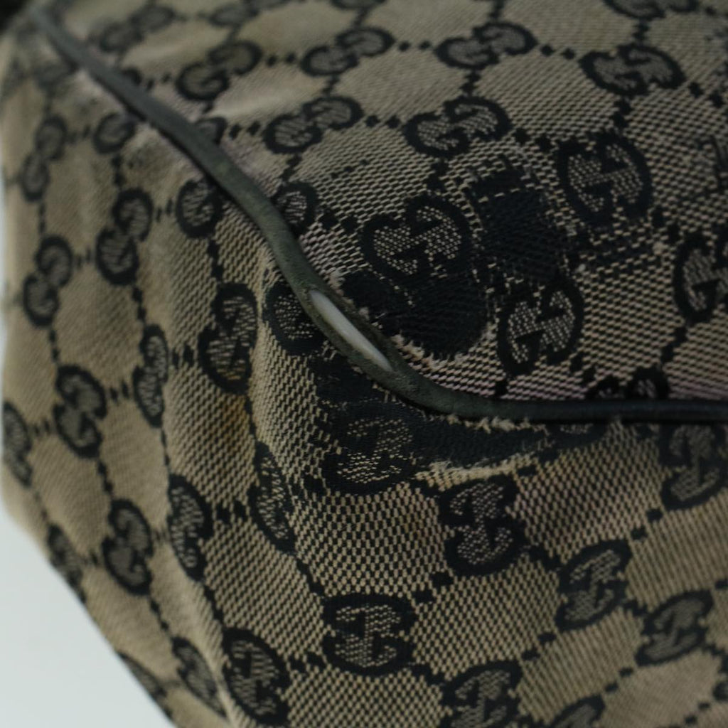 GUCCI GG Canvas Hand Bag Wood Beige Black 56623