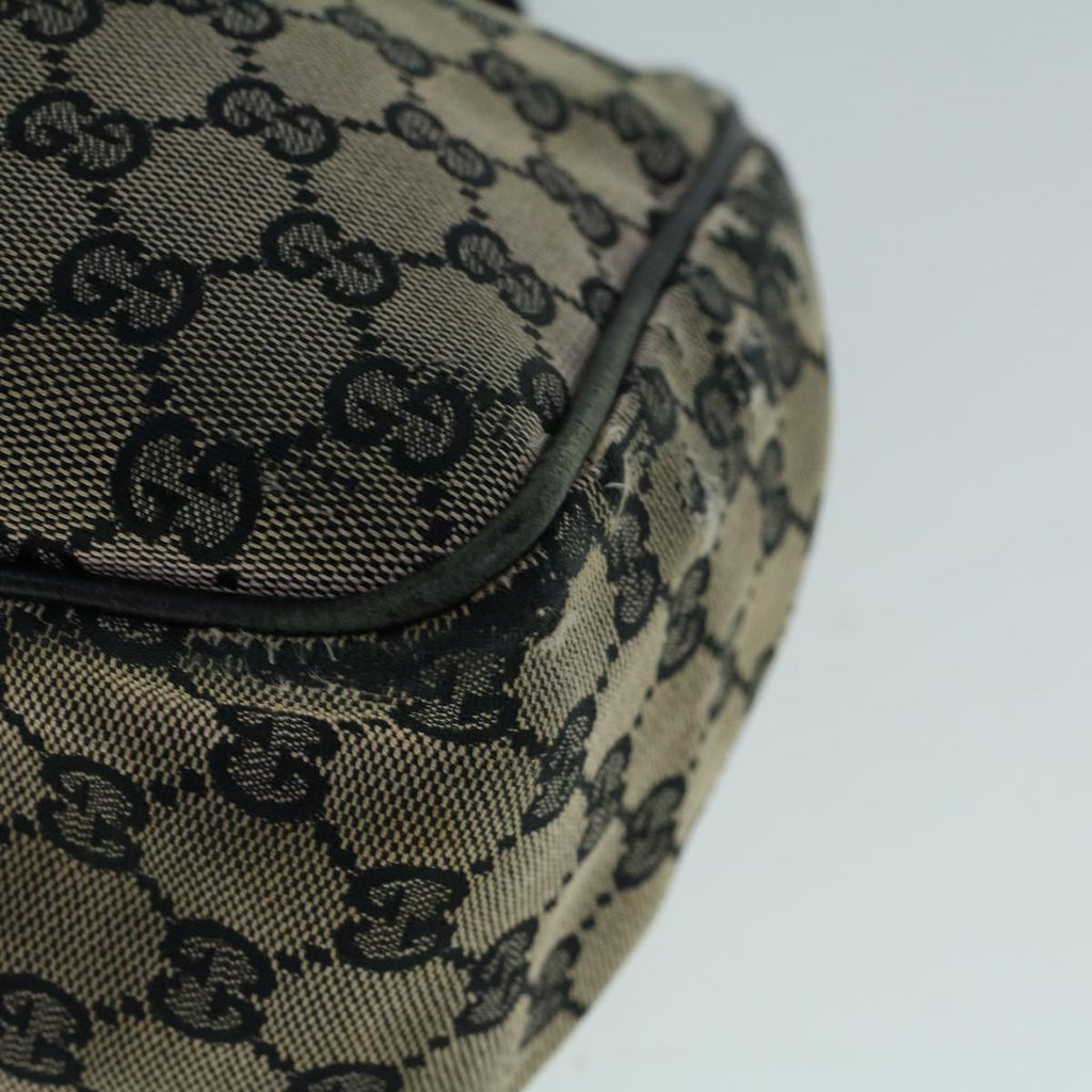 GUCCI GG Canvas Hand Bag Wood Beige Black 56623