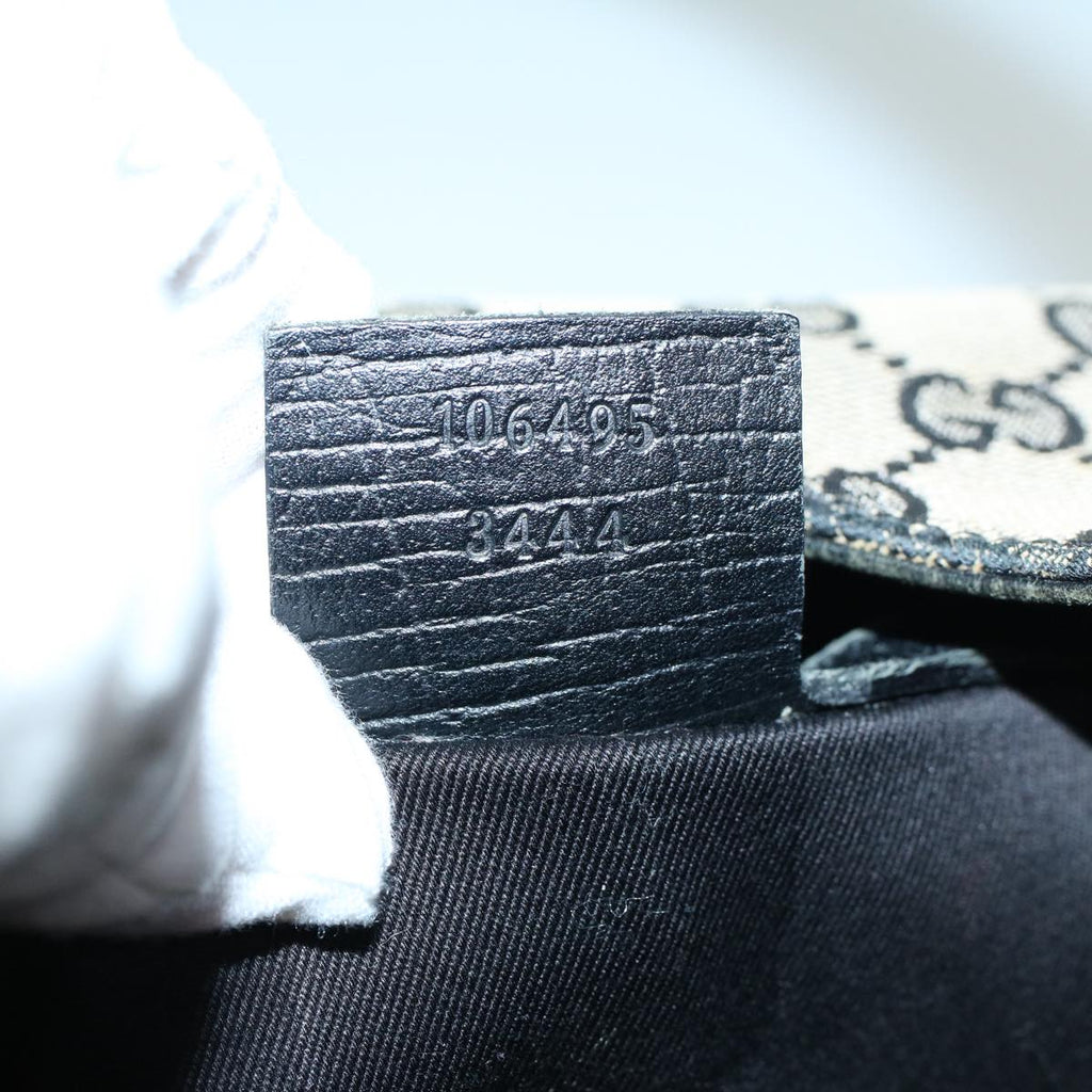 GUCCI GG Canvas Hand Bag Wood Beige Black 56623