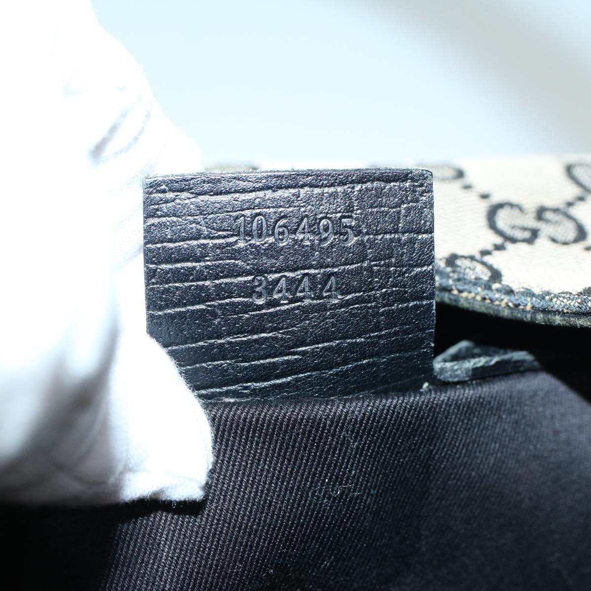 GUCCI GG Canvas Hand Bag Wood Beige Black 56623