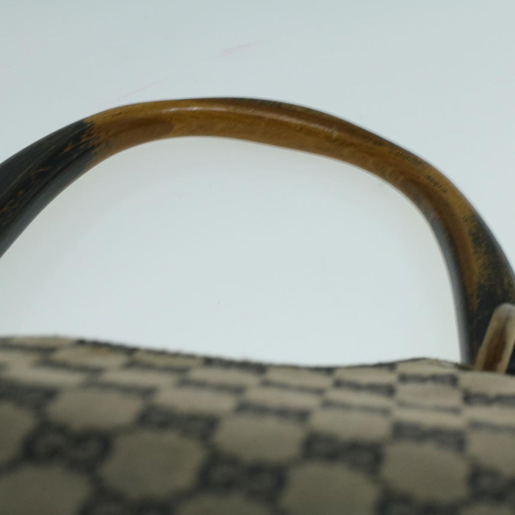 GUCCI GG Canvas Hand Bag Wood Beige Black 56623