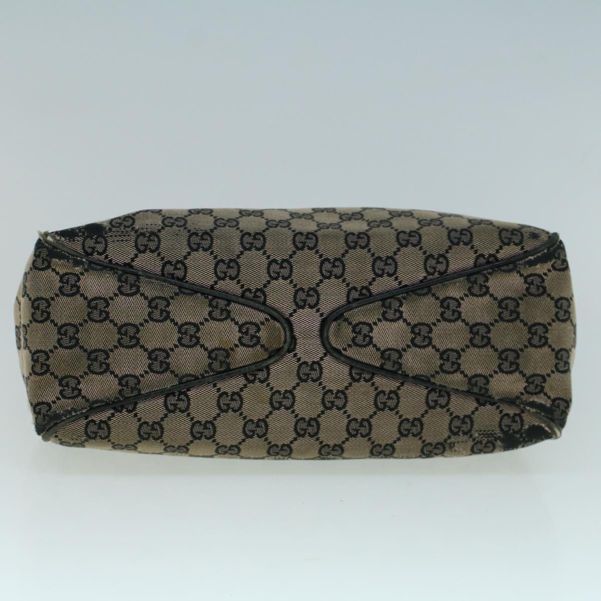 GUCCI GG Canvas Hand Bag Wood Beige Black 56623