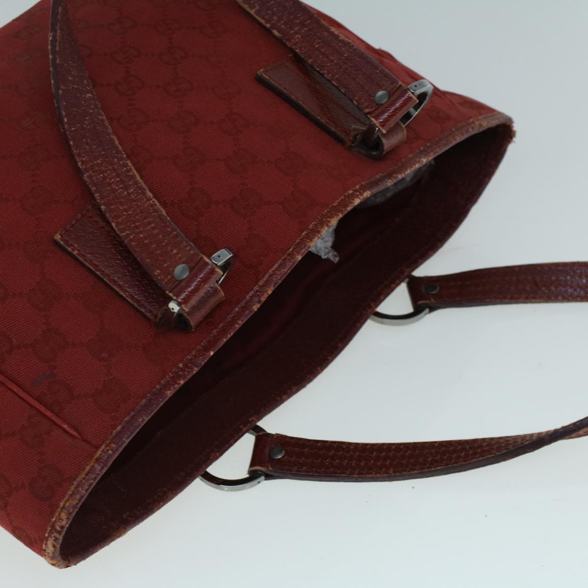 GUCCI GG Canvas Hand Bag Red 113019 56624