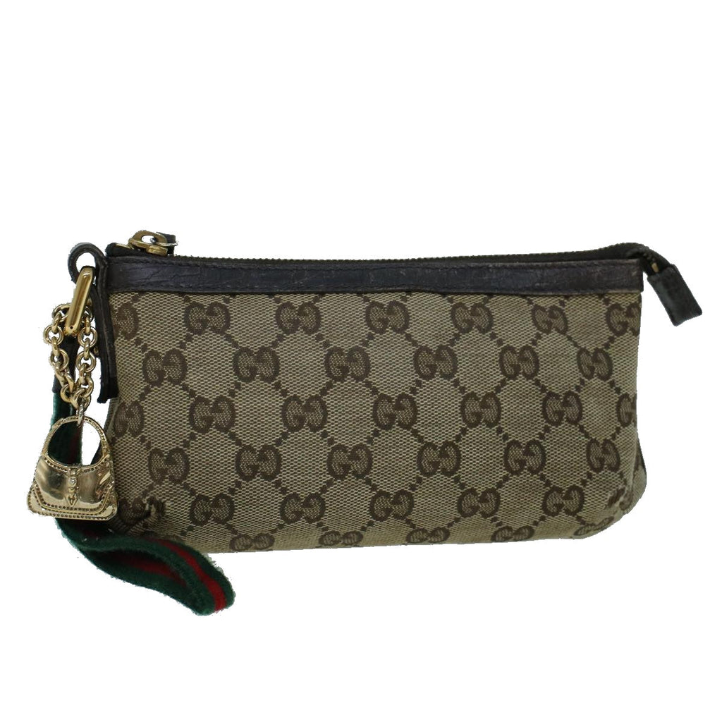 GUCCI GG Canvas Web Sherry Line Pouch Beige Green Red 152507 56636