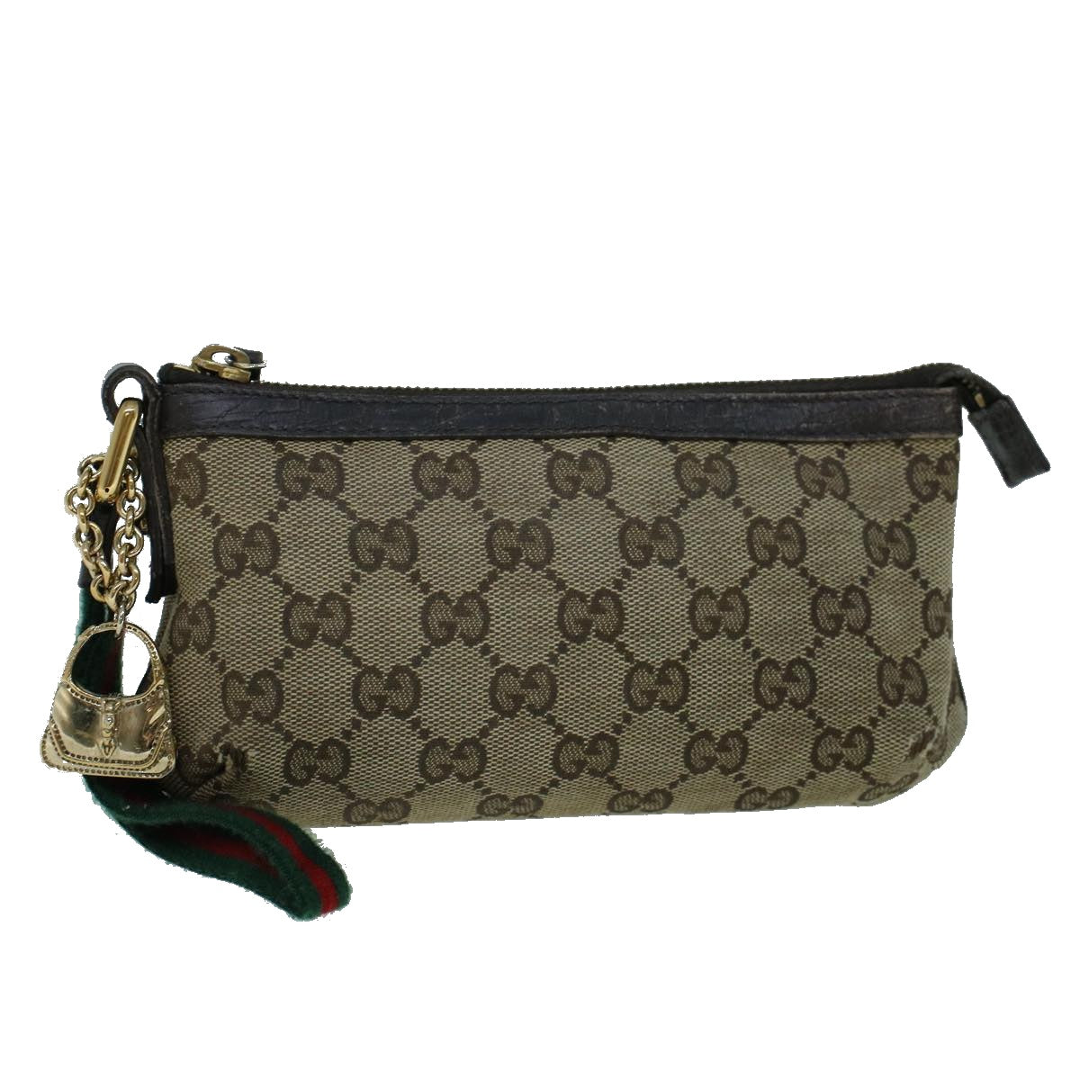 GUCCI GG Canvas Web Sherry Line Pouch Beige Green Red 152507 56636