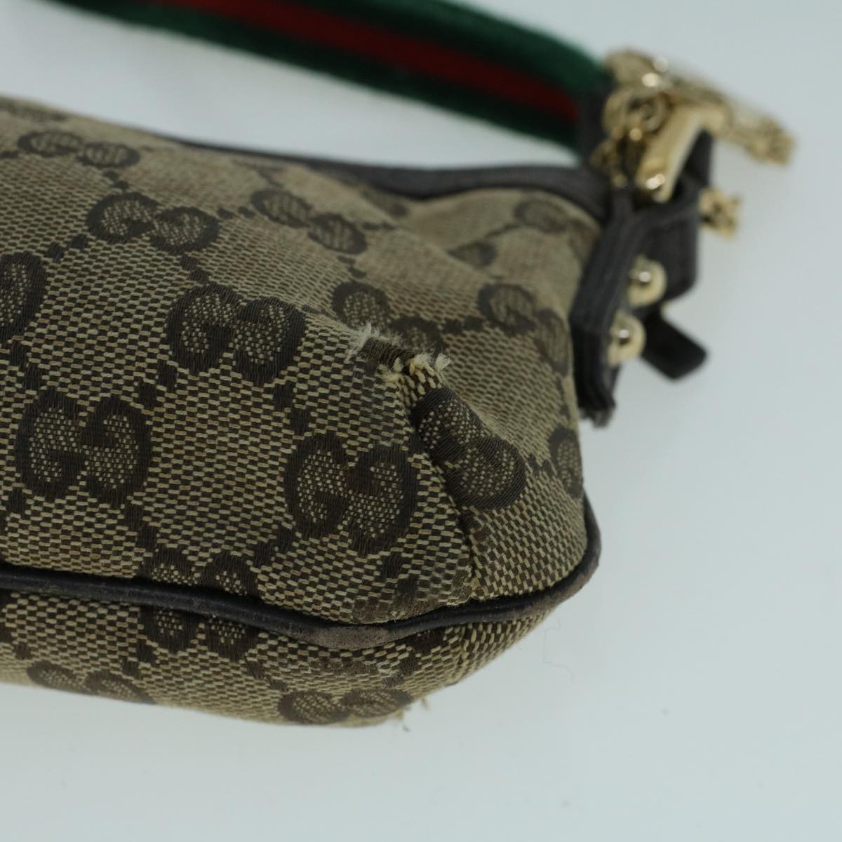 GUCCI GG Canvas Web Sherry Line Pouch Beige Green Red 152507 56636