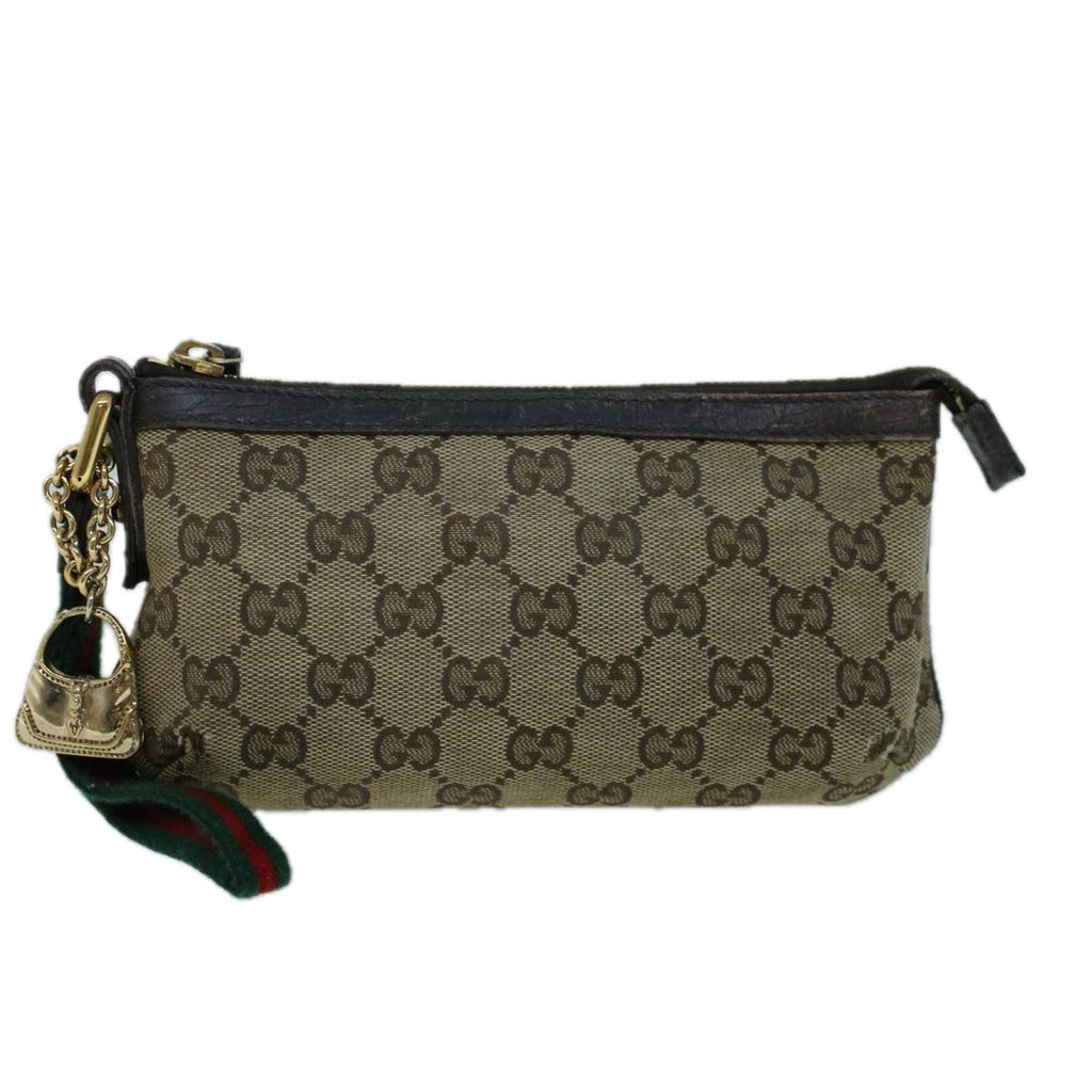 GUCCI GG Canvas Web Sherry Line Pouch Beige Green Red 152507 56636
