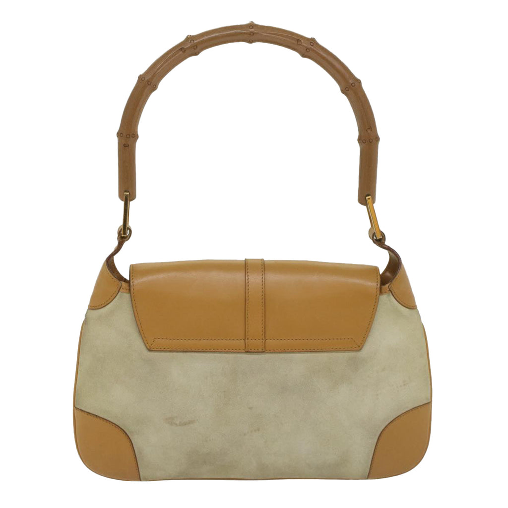 GUCCI Bamboo Jackie Shoulder Bag Suede Leather Beige 001 4096 1669 56659