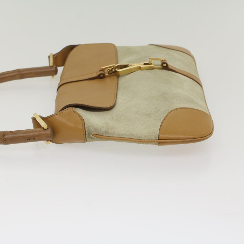GUCCI Bamboo Jackie Shoulder Bag Suede Leather Beige 001 4096 1669 56659
