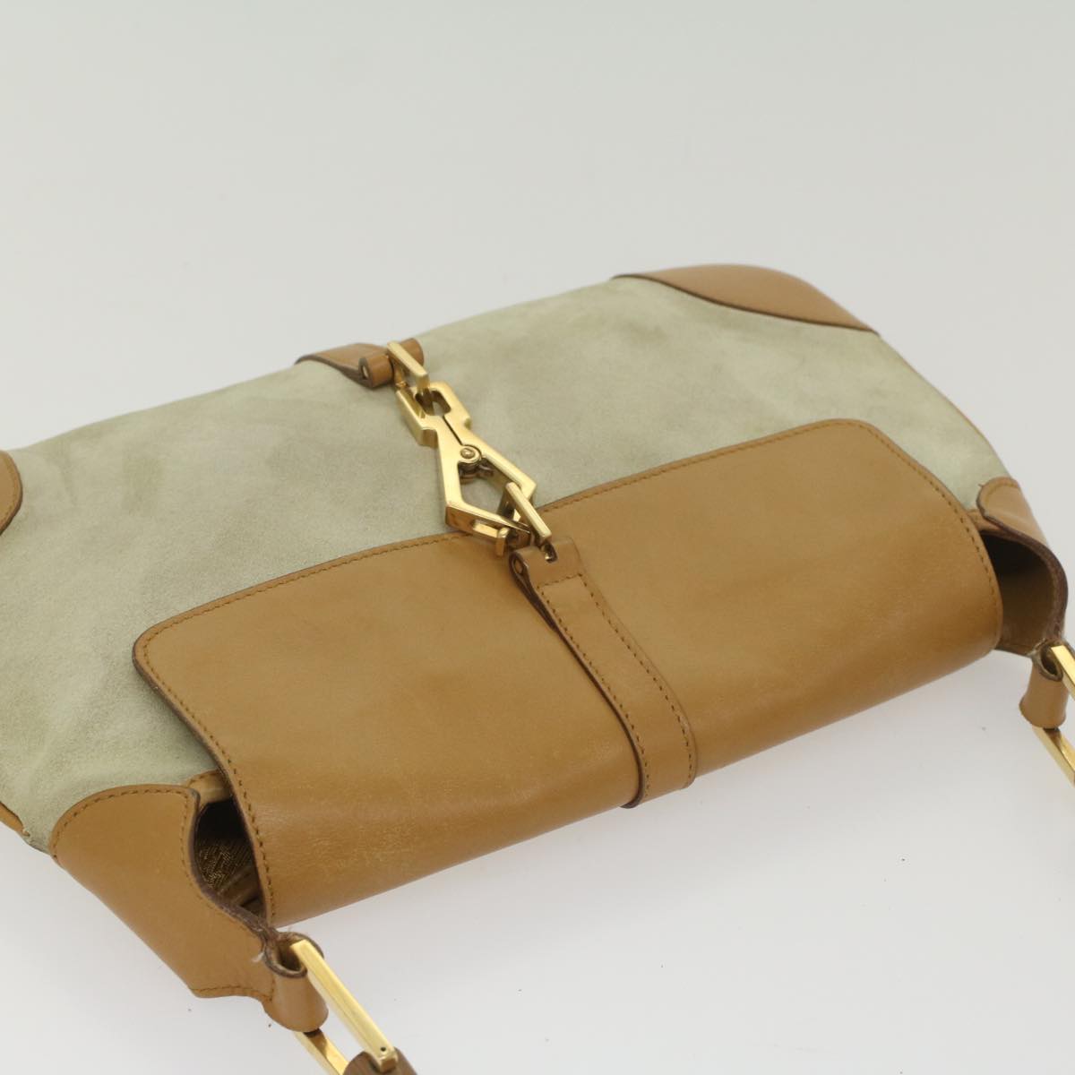 GUCCI Bamboo Jackie Shoulder Bag Suede Leather Beige 001 4096 1669 56659