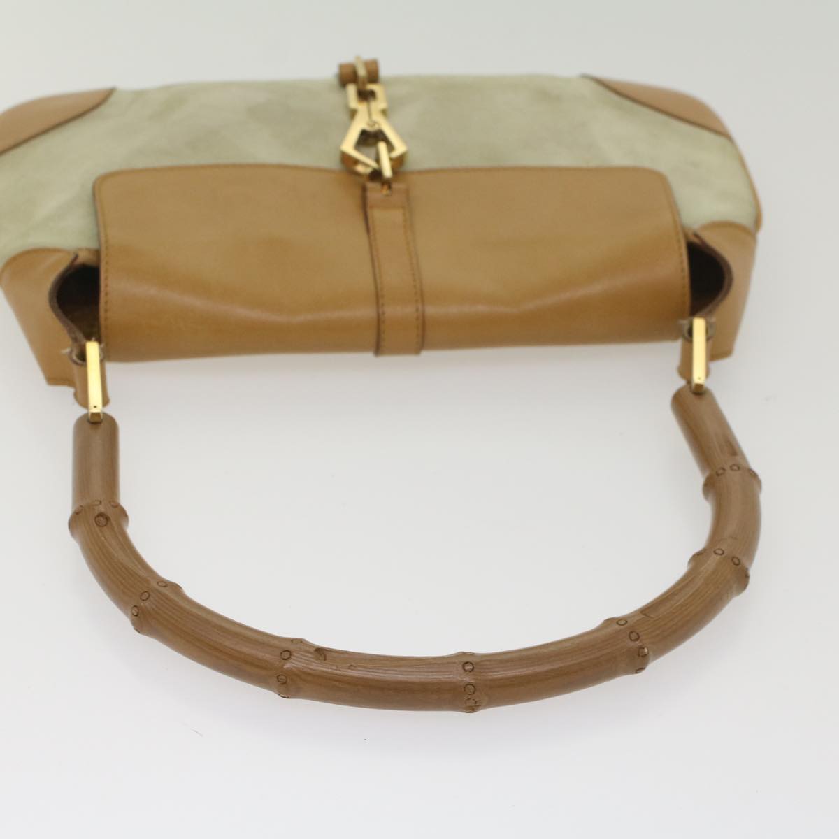 GUCCI Bamboo Jackie Shoulder Bag Suede Leather Beige 001 4096 1669 56659
