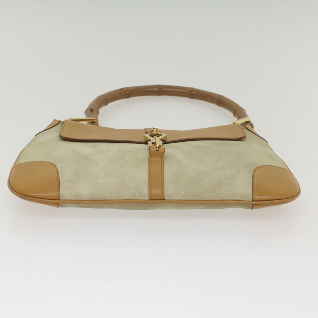 GUCCI Bamboo Jackie Shoulder Bag Suede Leather Beige 001 4096 1669 56659