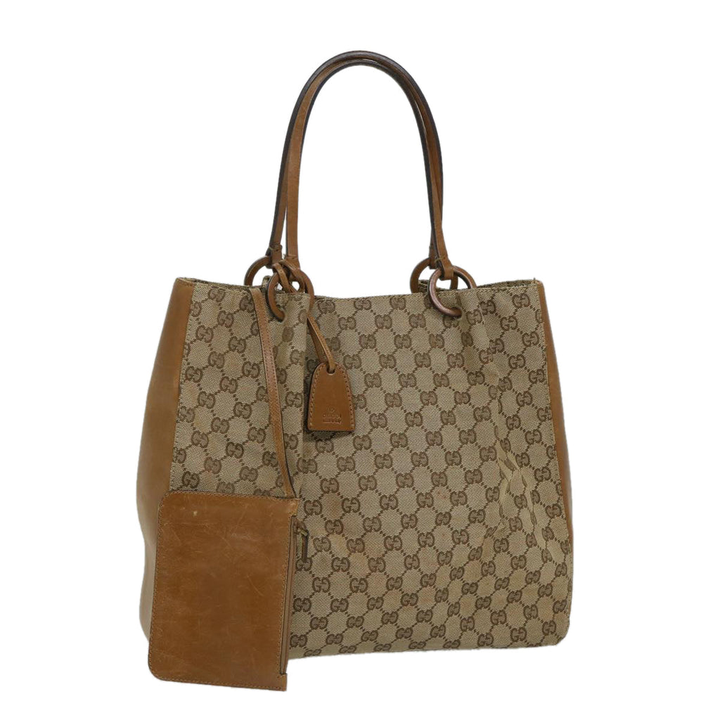 GUCCI GG Canvas Shoulder Bag Beige 101920 56682