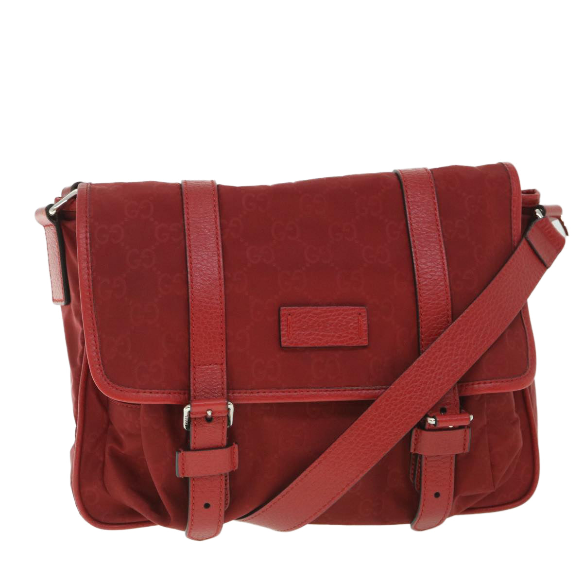 GUCCI GG Canvas Shoulder Bag Nylon Outlet Red 510335 56687