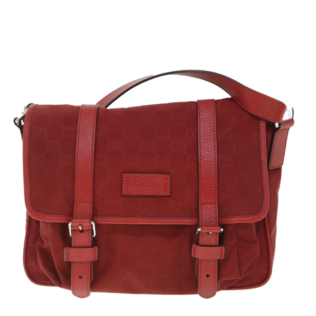 GUCCI GG Canvas Shoulder Bag Nylon Outlet Red 510335 56687