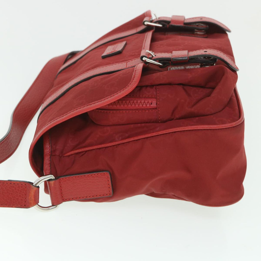 GUCCI GG Canvas Shoulder Bag Nylon Outlet Red 510335 56687