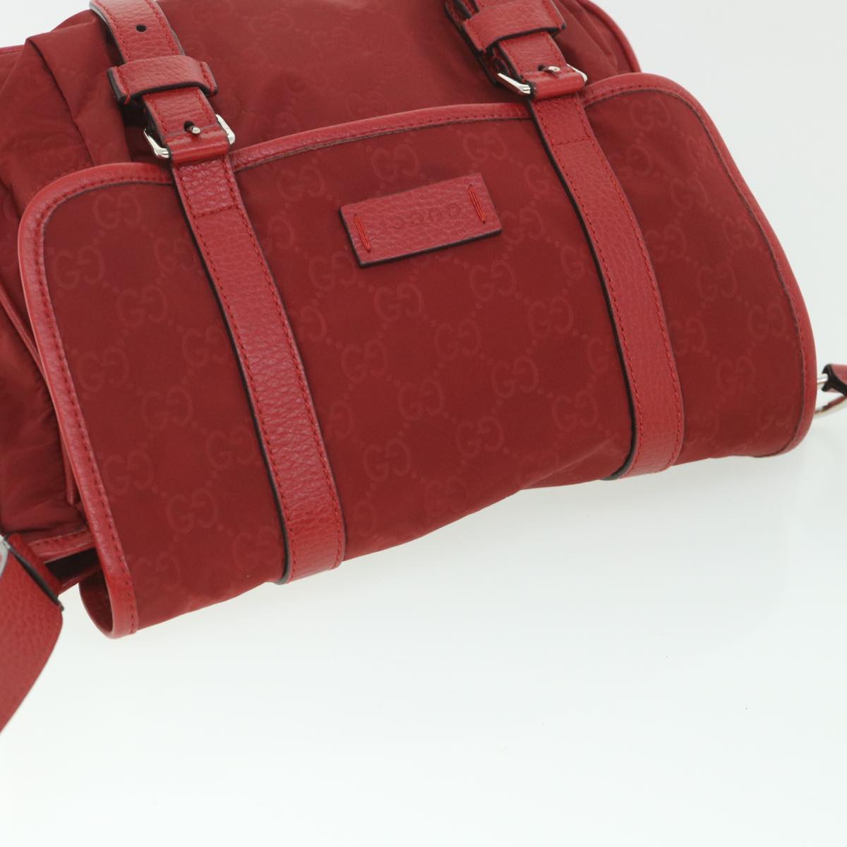 GUCCI GG Canvas Shoulder Bag Nylon Outlet Red 510335 56687