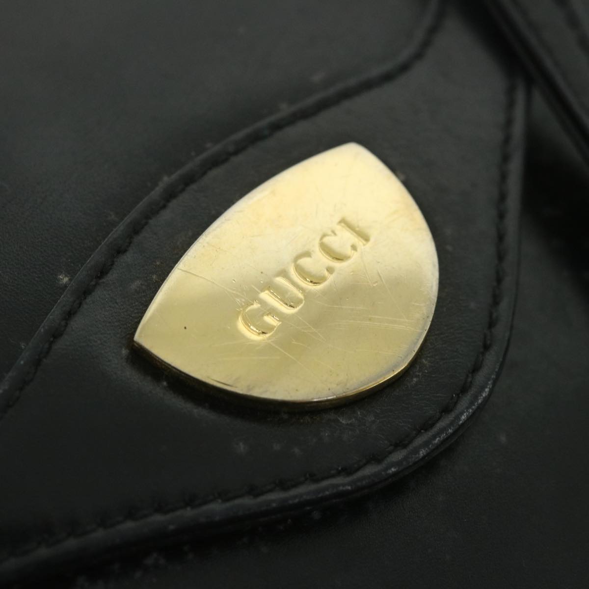 GUCCI Shoulder Bag Leather Black 56692