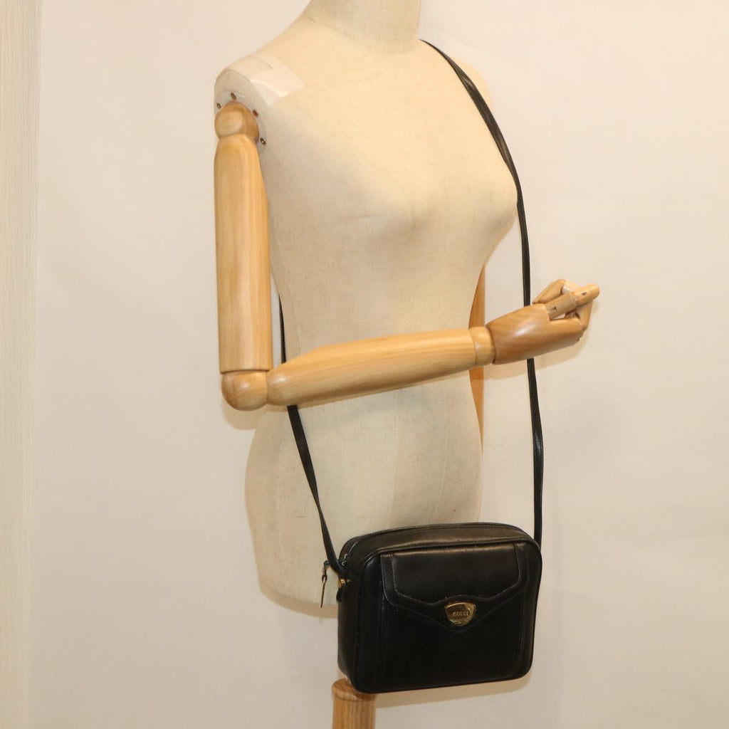 GUCCI Shoulder Bag Leather Black 56692