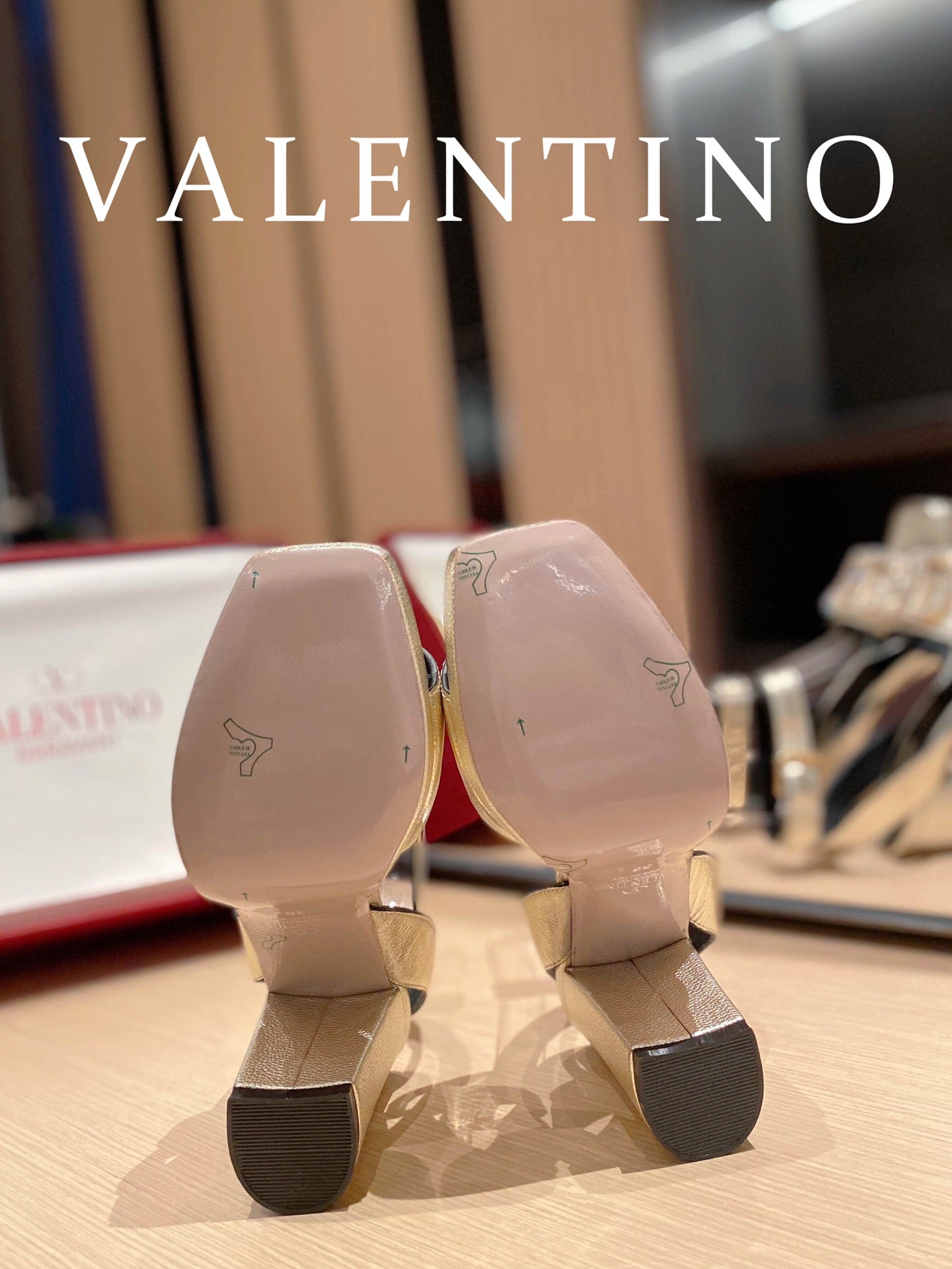 Valentino Garavani Strap Heeled Sandals With V Logo Crystal EmbellisGLAMIent Gold For Women