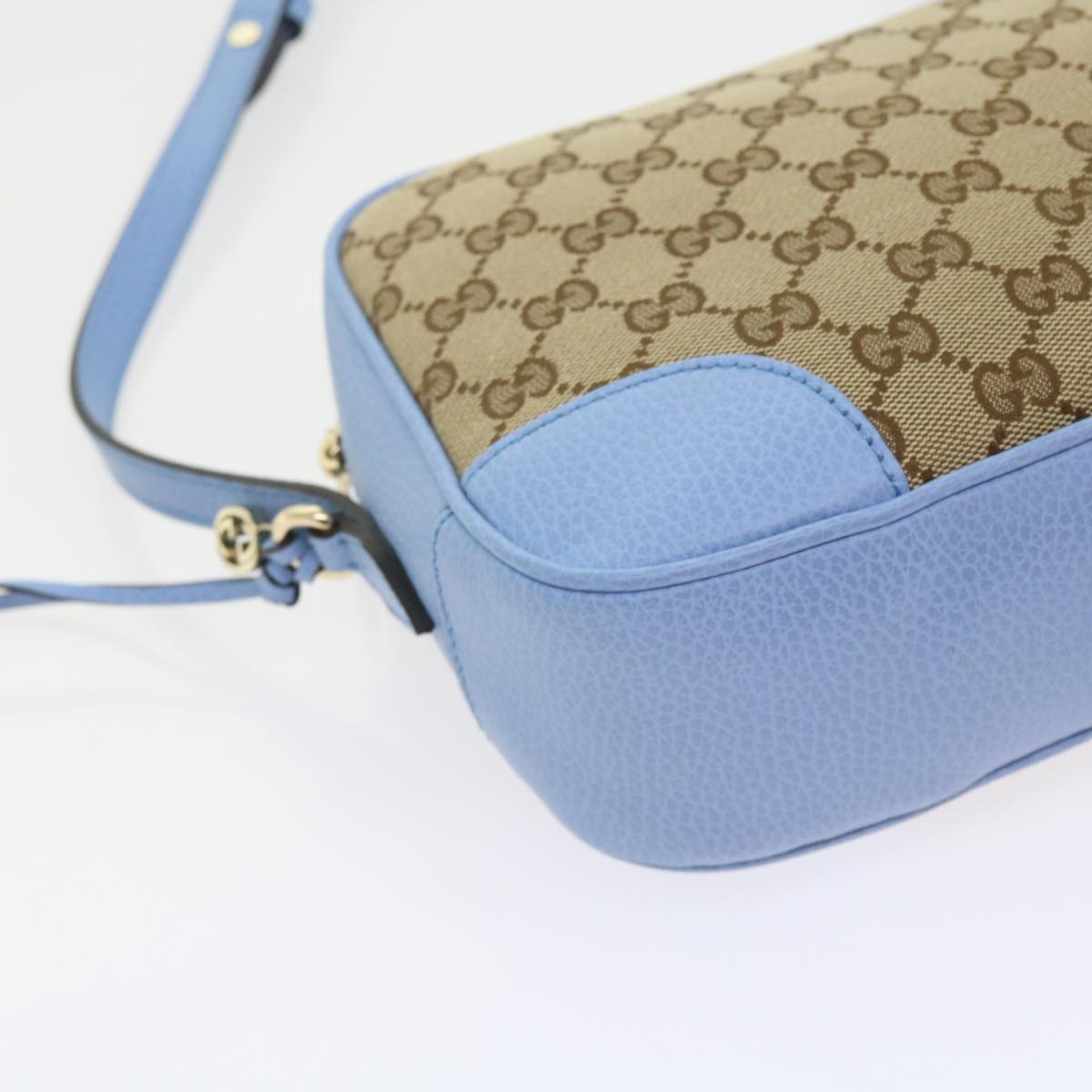 GUCCI GG Canvas Shoulder Bag Beige Light Blue 449413 56705A